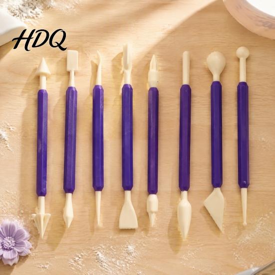Professional Baking Accessories 8PCS Fondant Sculpting Tool Set DIY Cake Decorating Kit with Ergonomic Non-slip Handles Modeling Flower And