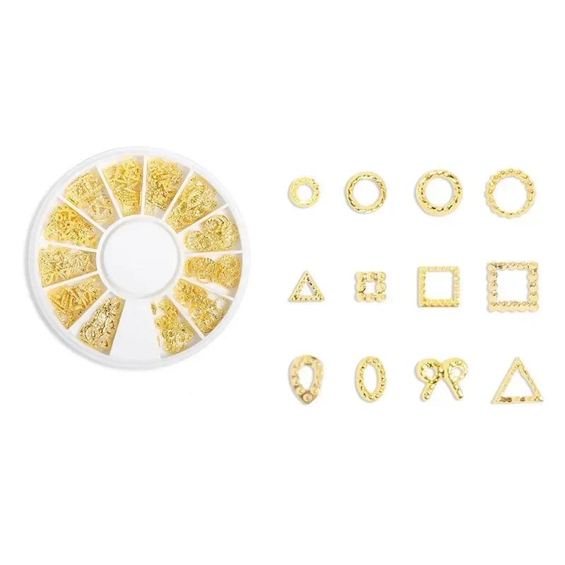 12 Grids Gold Star Moon Nail Art Charm 3DMetal Nail Rhinestones for Acrylic Nails Decoration Jewelry Making DIY Crafts Supply