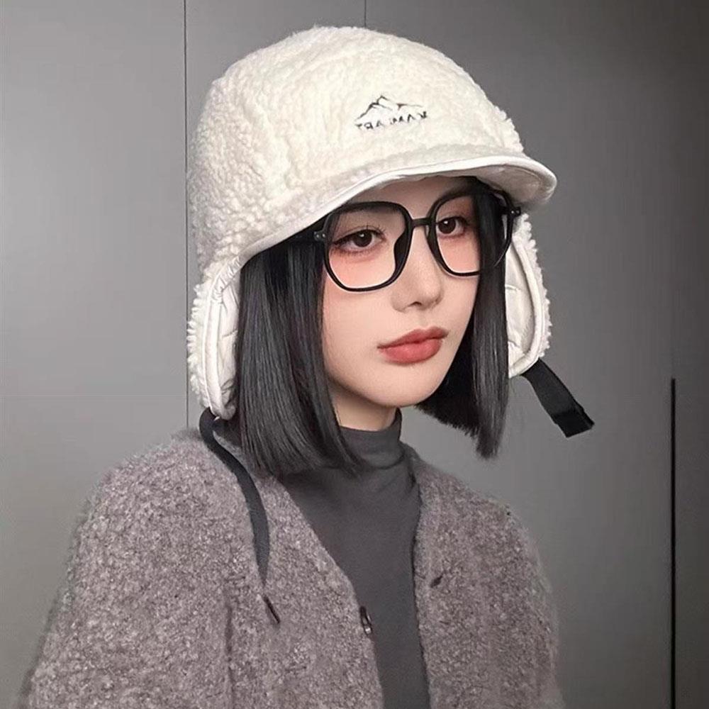 Winter Women Ski Down Hat Bomber Cap Aviator Trooper Earflap Cap Men Fleece-lined Lei Feng Hat Lamb Wool Warm Ear Protection Hat