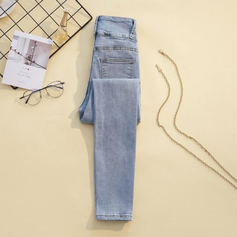Stretch Jeans s dvojitým zapínáním na malé nohy Slim Slim Pencil Kalhoty