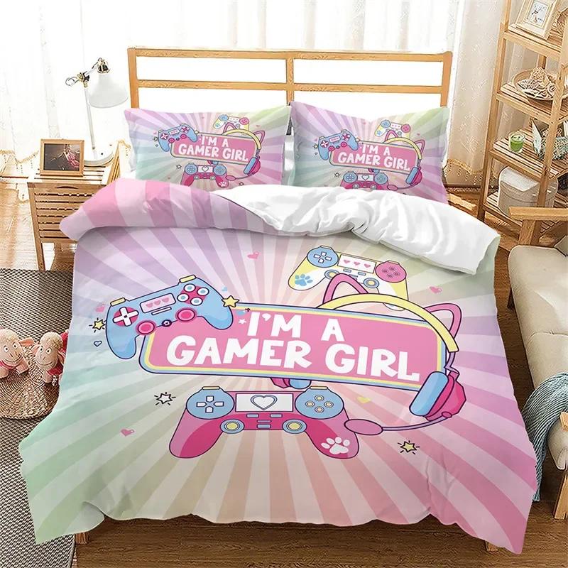 Gamepad Gamer  Video Games Comfortable Duvet Quilt Cover Pillowcase Bedding Set Children Bedroom Decoration Home Textile