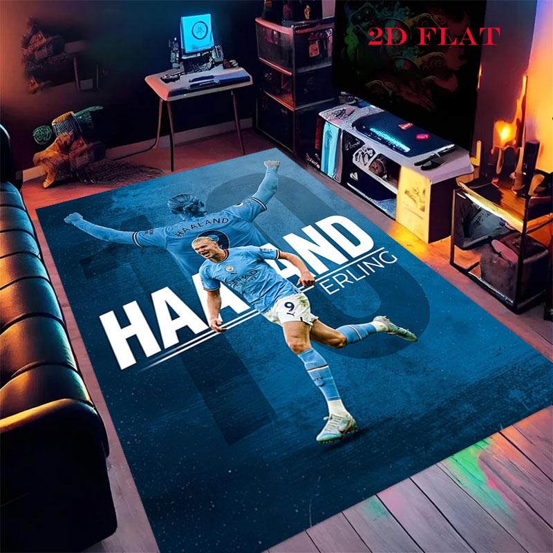 Poster di Erling Haaland Tappeto per Soggiorno Camera da Letto Casa Decorazione Divano, Tappetino Antiscivolo per Giochi per Bambini