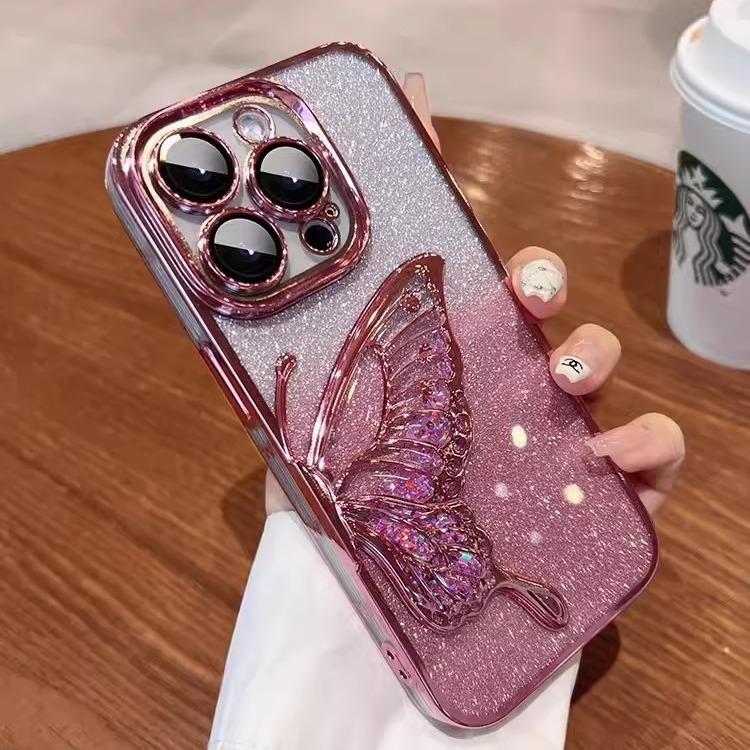 Quicksand Butterfly Applicable To Apple 16pro Gradient Glitter Powder Mobile Case 15 Color Plated IPhone 14 Full Pack Protection Case