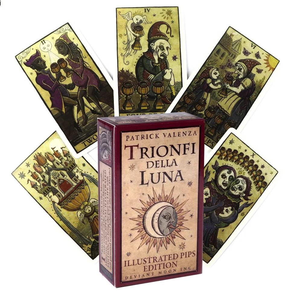 Trionfi Della Luna Tarot 78 Card Deck with PDF Guidebook Fortune Telling Card Game Travel Cersion Reversed Chakra Planet Zodiac