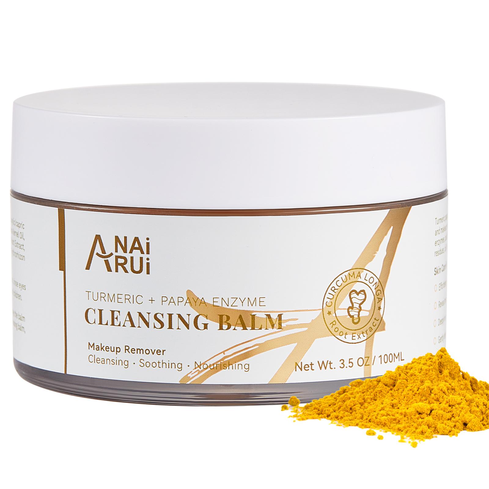 ANAiRUi Turmeric Papaya Cleansing Balm, Makeup Remover & Facial Cleanser, 3.5 oz