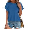 Women's Fashion Solid Color Round Neck Loose Short Sleeved Pullover T-shirt Top