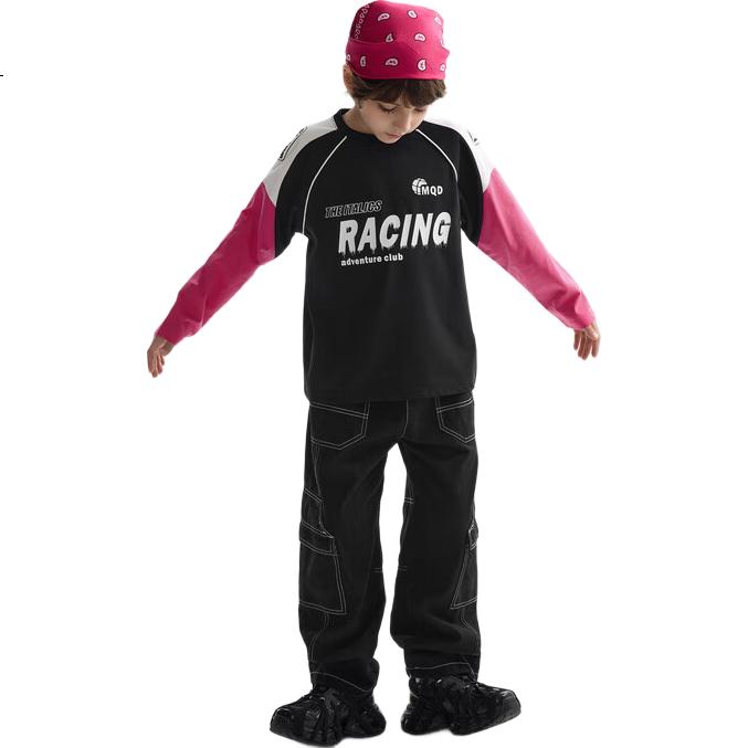MQD Children's Clothing, Boys' Autumn New Style, Street Fashion Multi-Pocket Versatile Casual Pants, Black, Size 140