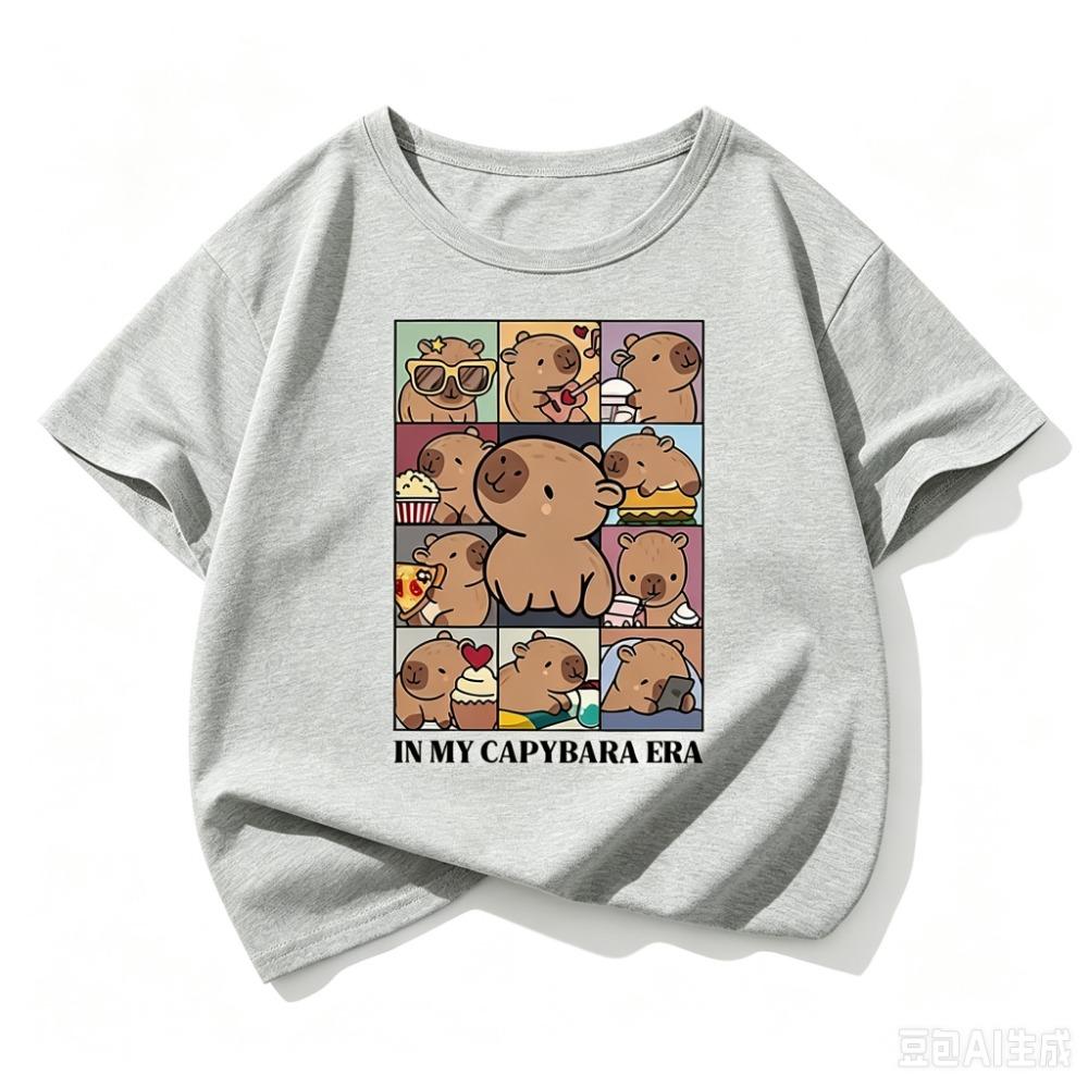 Kawaii Shirt Capybara Grafik Kinder T-Shirts Sommer Kurzarm Cartoon Tier Jungen Mädchen Kleidung Oberteile Y2K Kinder