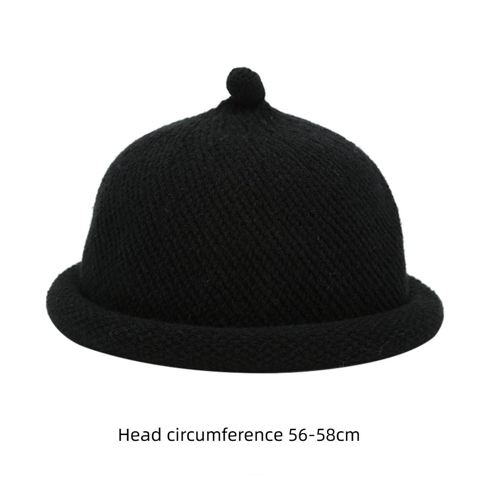 with Short Brim Knitted Hat Solid Color Landlord Hats Fashion Knitted Melon Skin Hats Winter