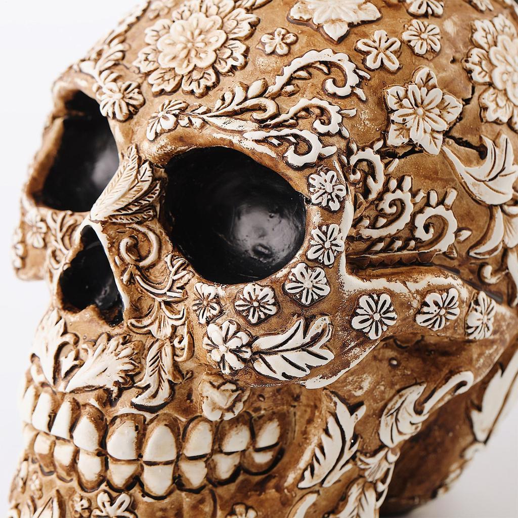 Halloween Raven On Skeleton Figurine Resin Room Decor Terror Desktop Ornament Realistic Collectible Prop Decoration Display For