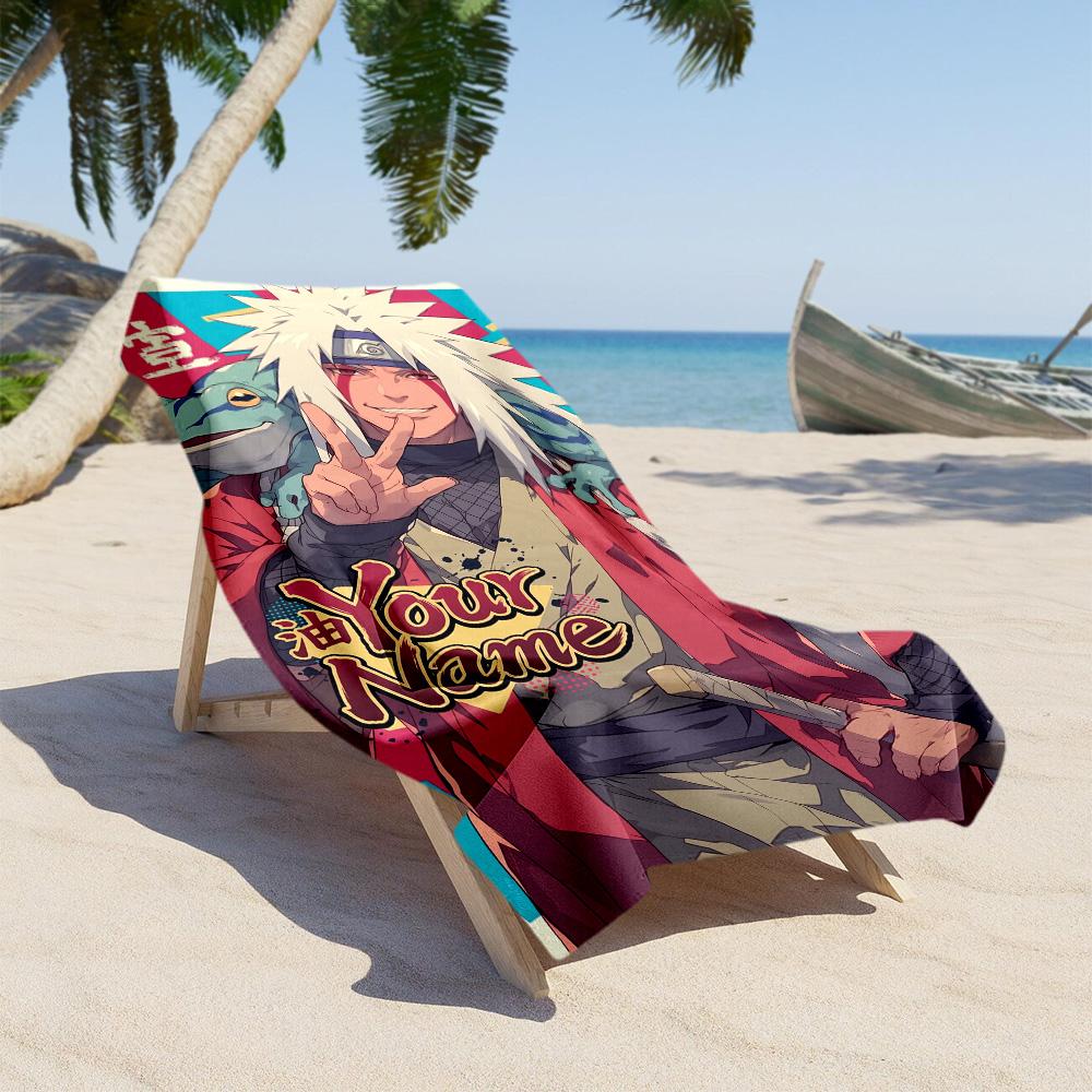 Naruto Character Customize Your Name Beach Towel Super Soft Microfiber Quickdry Fabric Suitable for Swimming Gym Camping Yoga Vacation