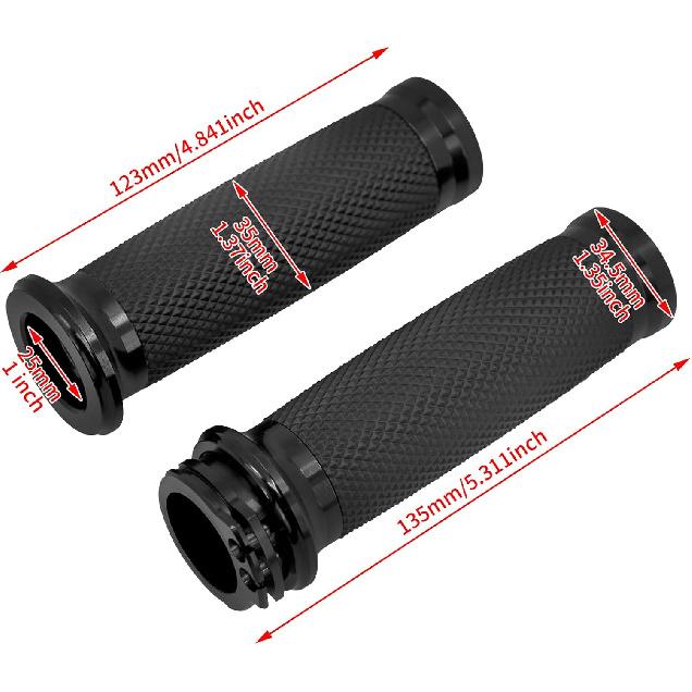 HDBUBALUS Motorcycle Black Hand Grips 1 Inch Handlebar Grips Universal Fit for Harley Softail Touring Dyna Sportster XL883 1200 XR VRSC