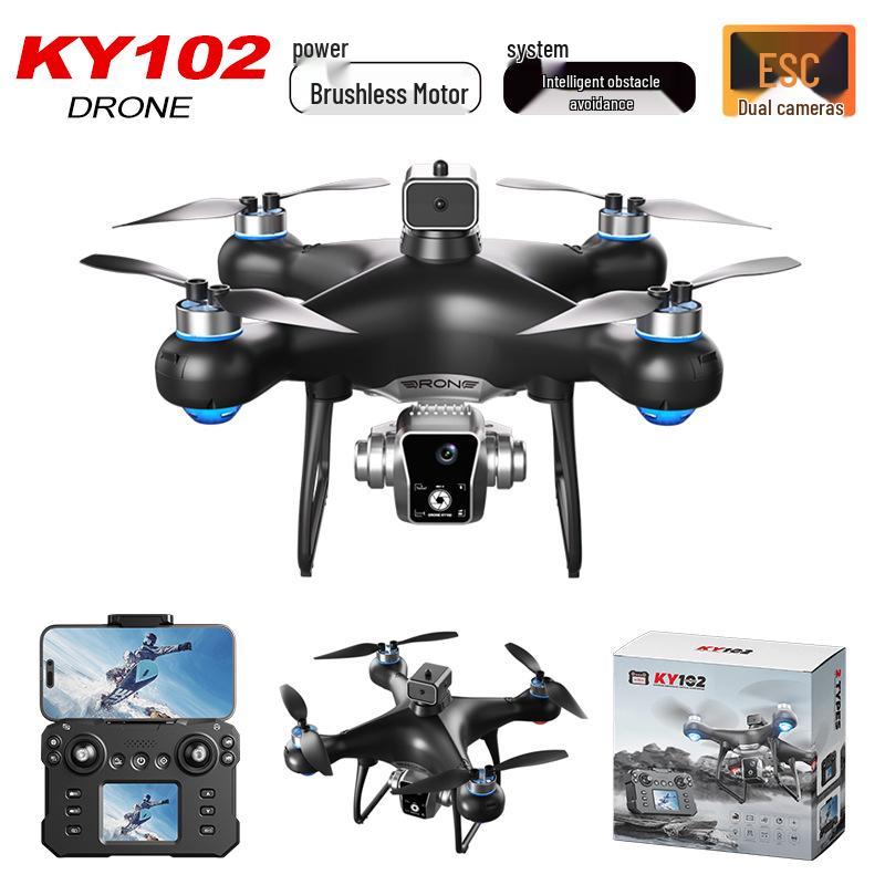 KY102 Drone with Screen Control, Optical Flow Positioning, Brushless Motor, and Four-Axis Remote Control.