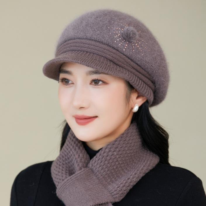 Hut Damen Winter Warm Plüsch Wollmütze Modischer Ausländischer Stil Kälteschutz Ohrenschutz Verdickte Strickmütze