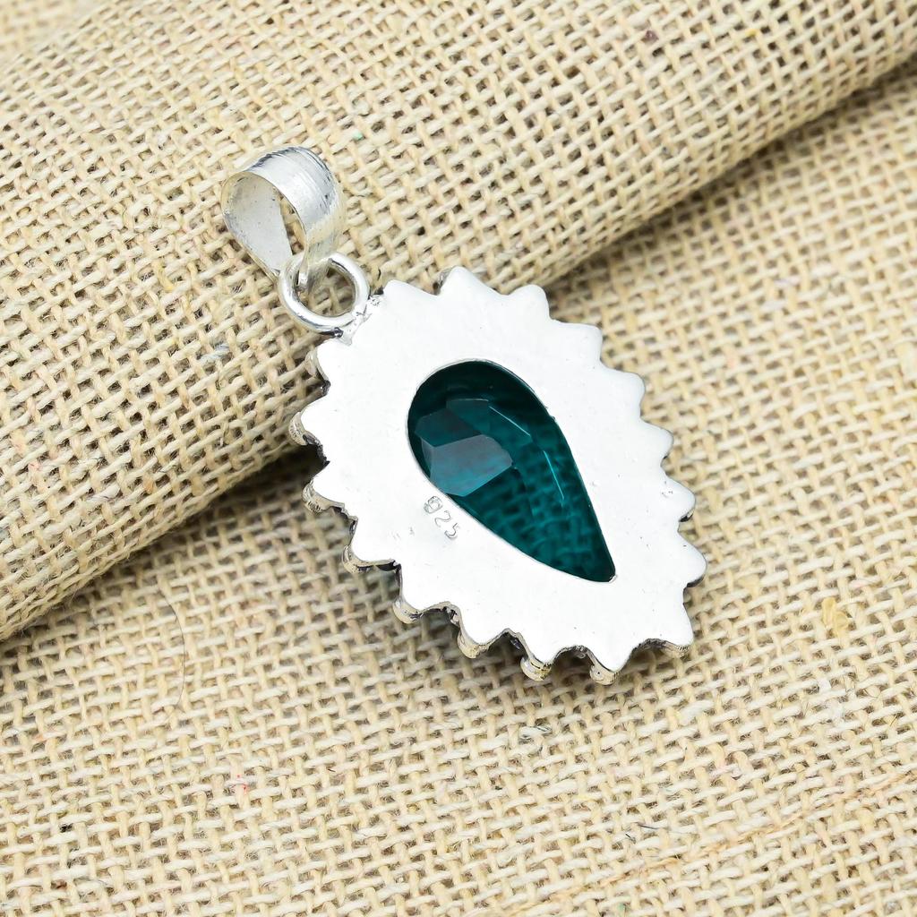 Entzückender Indicolite Edelstein Schmuck Handgefertigter 925 Sterling Silber Anhänger für Oma Geschenk