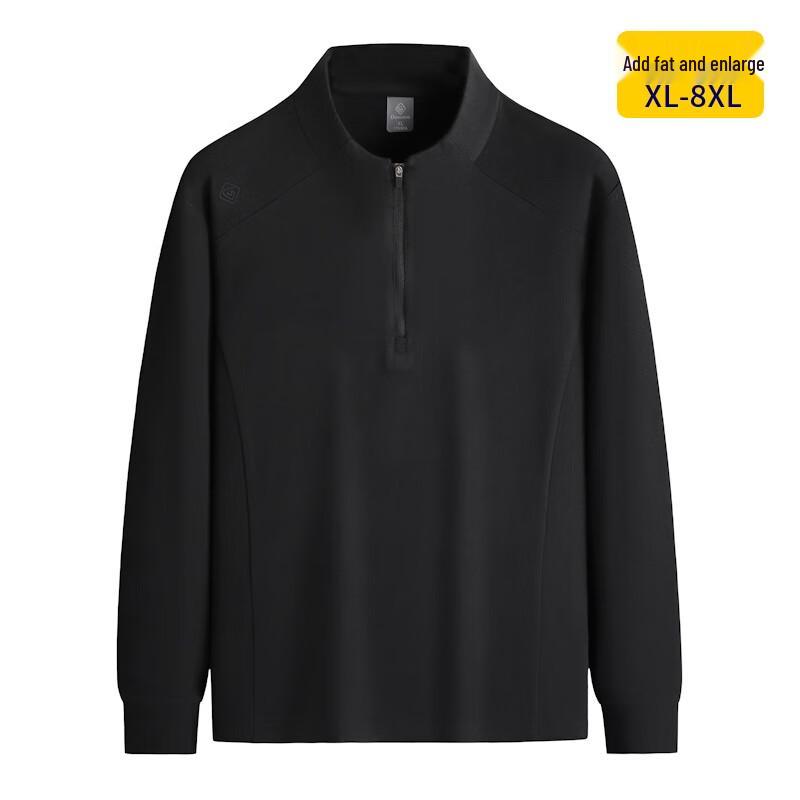 Men's Plus Size Zip Collar Long Sleeve T-Shirt