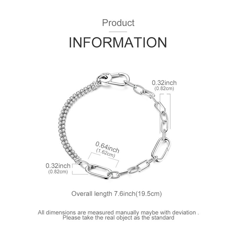 Original 925 Sterling Silver Splice Zircon Link Universal Buckle Bracelet For Women DIY Jewelry Gift Fit Original Small Pendant