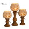 Rustic Pumpkin Statue for Entryway White Tealight Candle Holder Set, Farmhouse Halloween Tea Light Harvest Theme Home Decorations Holders Decor, Fall