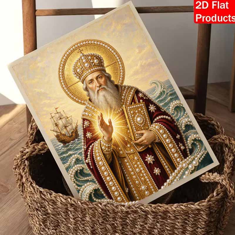 DIY 3D Pearl Diamond Painting Art Set Saint Nicholas Bishop Sailor Sea Waves Home Decor Art Set Wall Art