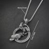 Retro Krähenanhänger Halskette: Herren-Kette aus Edelstahl mit Tieranhänger - Hip-Hop Schmuck