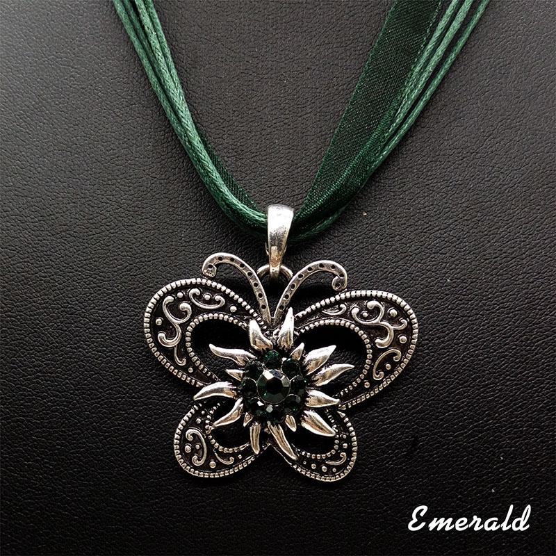 New Vintage Butterfly Necklace Jewelry Fashion Popular Retro Bohemia Style Ribbon Rope Chain Crystal Flowers Pendant Necklace