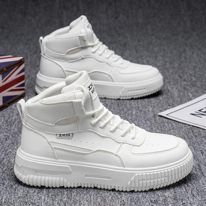 European station tide brand autumn and winter little white men's shoes thick-soled high-top sports and leisure shoes versatile large-size leather