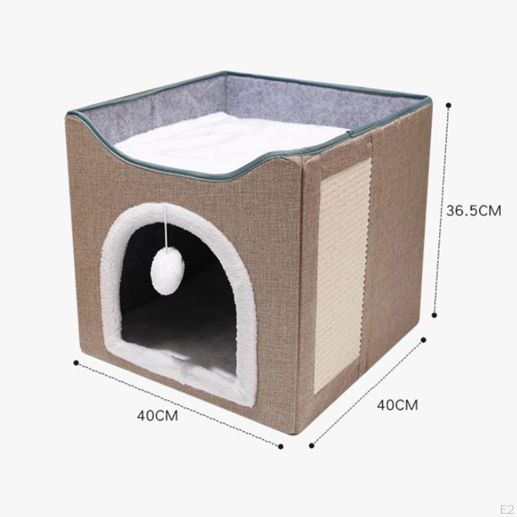 Cat Bed Cube Condo Dog Removable Cushion with Pet House for Multi Small