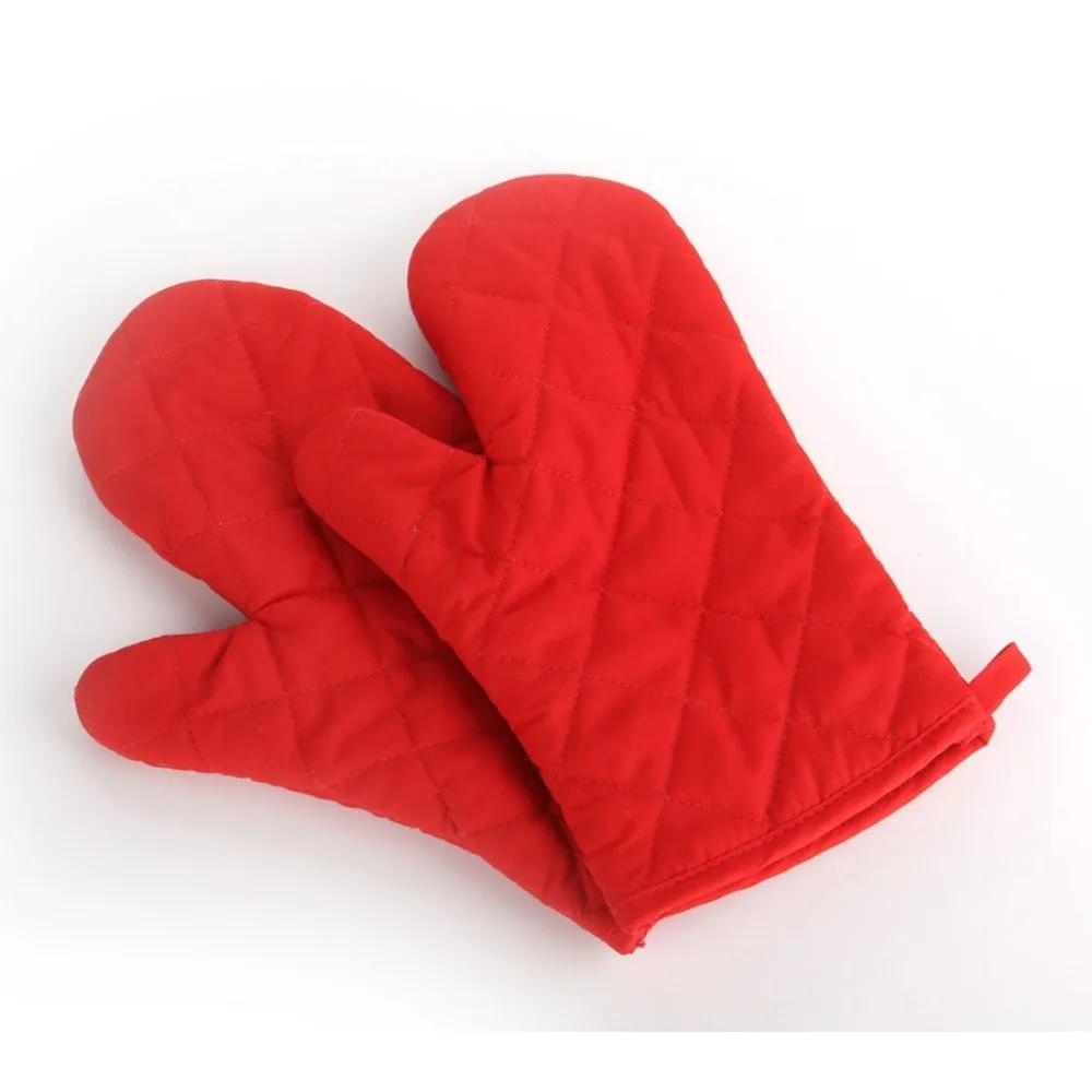 Solid Color Quilted Microwave Oven Ironing Heat Insulation Heat Resistant Non-slip Gloves Kitchen Oven Baking