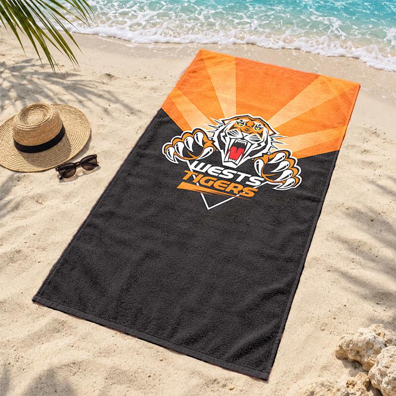 Wests Tigers Beach Towel Quick Dry Sand Free Lightweight Beach Towels for Travel Swimming Camping