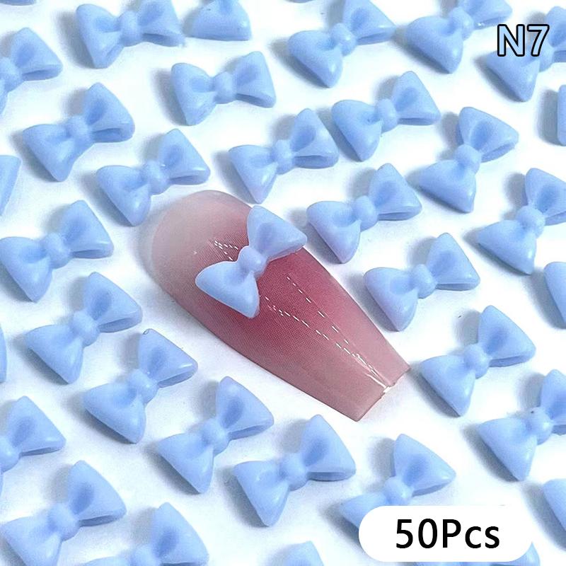 

50Pcs Ribbon Resin Bow Nail Charm Parts 3D Nail Art Decoration Accessories Supplies For Diy Korean Manicure Design as the picture