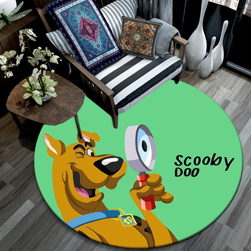 Scooby Round Area Rug,Carpet Rug for Living Room Bedroom Sofa Playroom Decor,Non-slip Floor Mat
