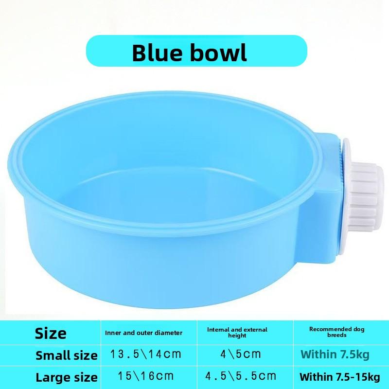 Pet bowl feeder, dog cage hanging fixed cat bowl, dog bowl, pet stainless steel dog bowl Large Size