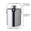 Bymaocar 1300ML 2-Layer Stainless Steel Insulated Ice Bucket w/ Lid & Ice Tong Outdoor Activity Versatile to Use for 3-5 People
