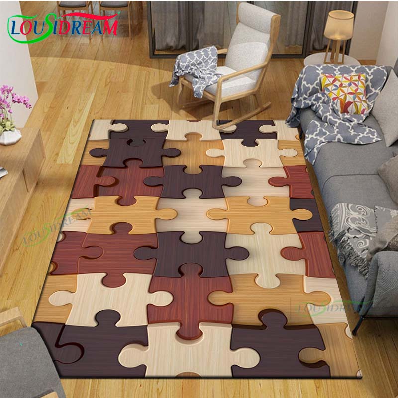 Fashion Popular Puzzle Decor Carpet for Outdoor Balcony Garden Coffee Table Bedroom Area Rugs Kitchen Un-slip Floor Mat Alfombra