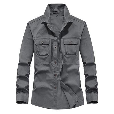 New Single Breasted 100% Cotton Men Long Sleeve Casual Shirts High Quality Militar Overshirt Slim Fit Mens Designer Clothing Blouses 6XL