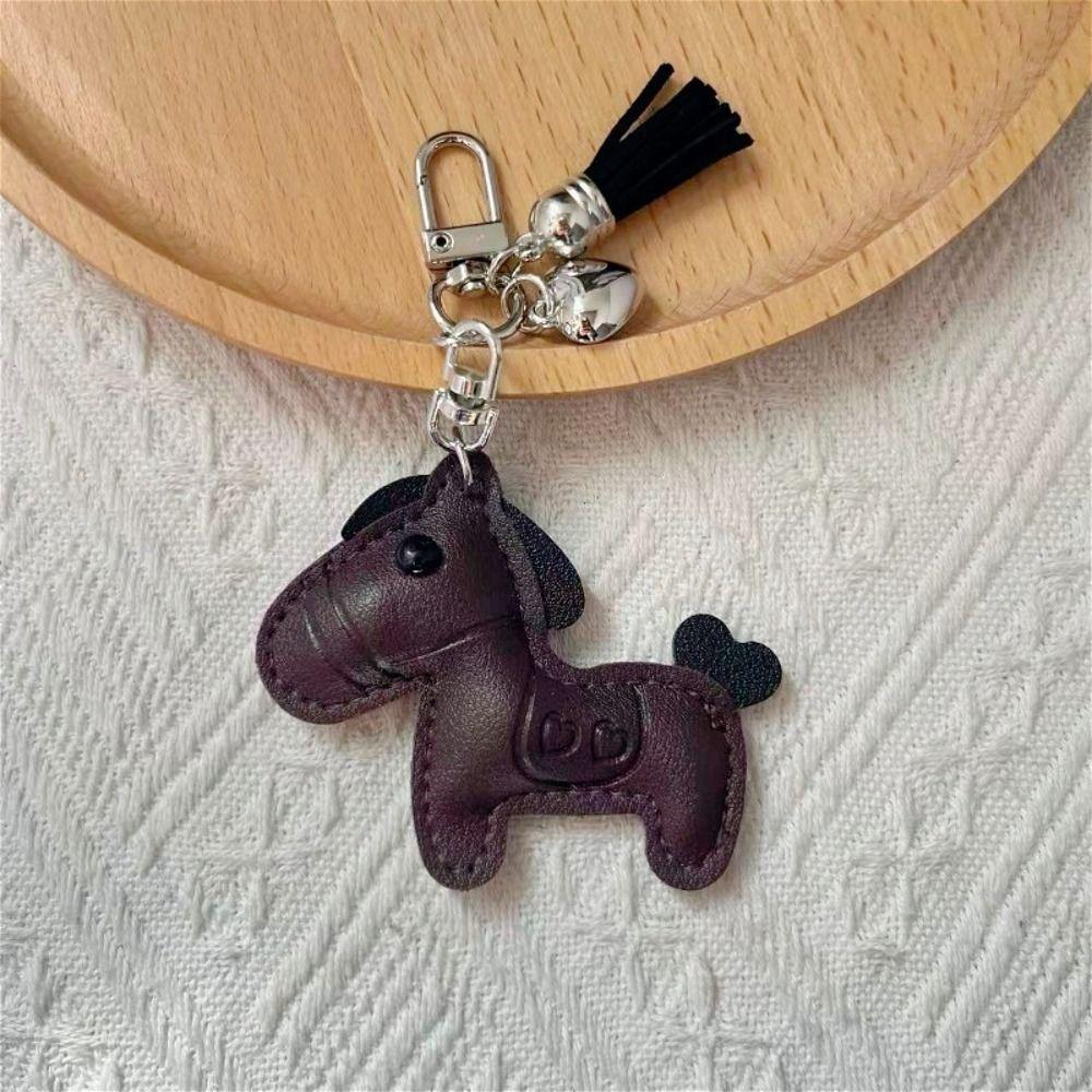 Heart Pu Leather Horse Key Chain Cartoon Chinese New Year Gift  Year of The Horse