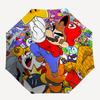 1pc Colorful Journey Super Mario Adventure Automatic 3-Fold Cartoon Practical Umbrella Design, Cute Cartoon Pattern, Portable Outdoor Umbrella, Perfec