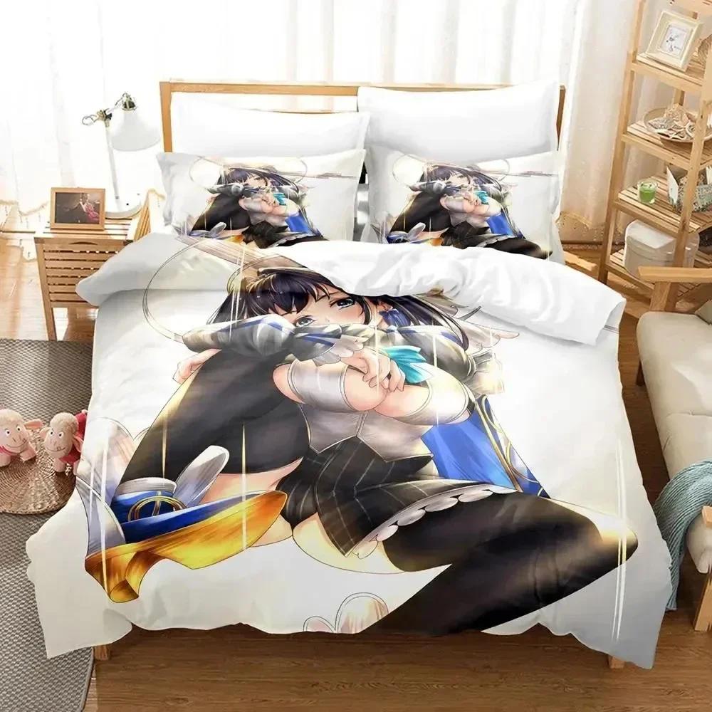 3D Print Anime Ouro Kronii Bedding Set Printed With Pillowcase Bed Duvet Cover Soft Queen King Size Bedclothes Home Boys Adult