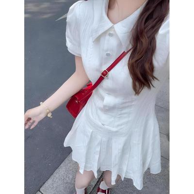 White Dress Children's Summer Casual Small Short Skirt New Unique Beautiful Shirt Skirt College Style