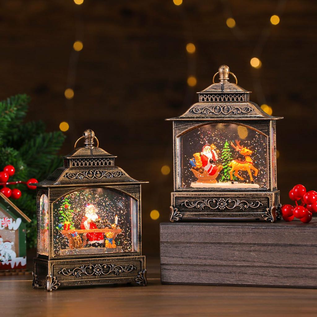 Christmas Lantern Music Box Desktop Night Light Holiday Decoration Gift for Party/Home