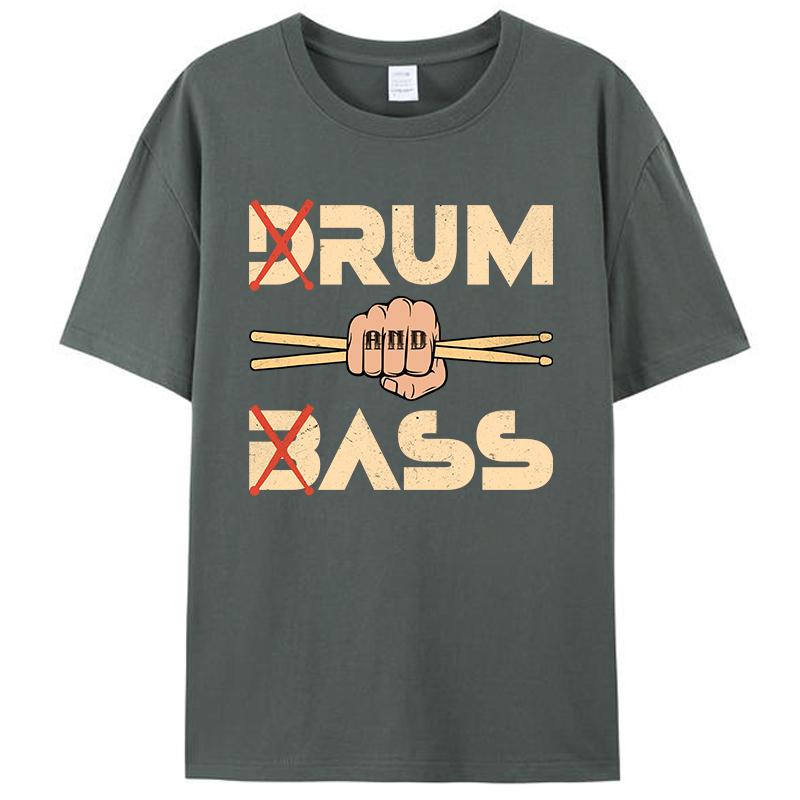Funny Drum & Bass / Rum & B-Ass Lovers Drummer Leisure Men's T-Shirt Clothing Women Cotton Short Sleeve Tee Shirts Vintage Tops