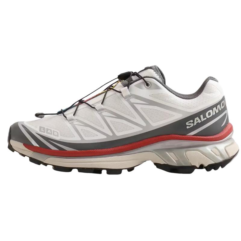 SALOMON XT 6 Cushioning Abrasion Resistant Coverage Support Running Shoes Unisex White Gray Red Sneakers 478644