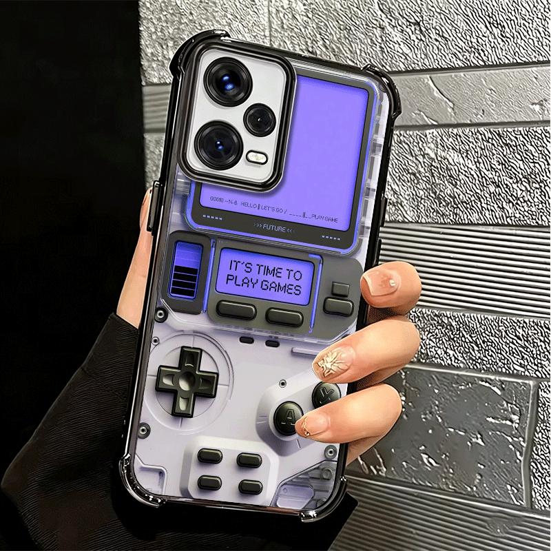 Game Console Fashion Boy Plating Phone Case For Xiaomi Redmi Note 14 15 Pro Plus 13 12 11 11S 11T 10 9S 9 5G Anti-Fall Airabag C