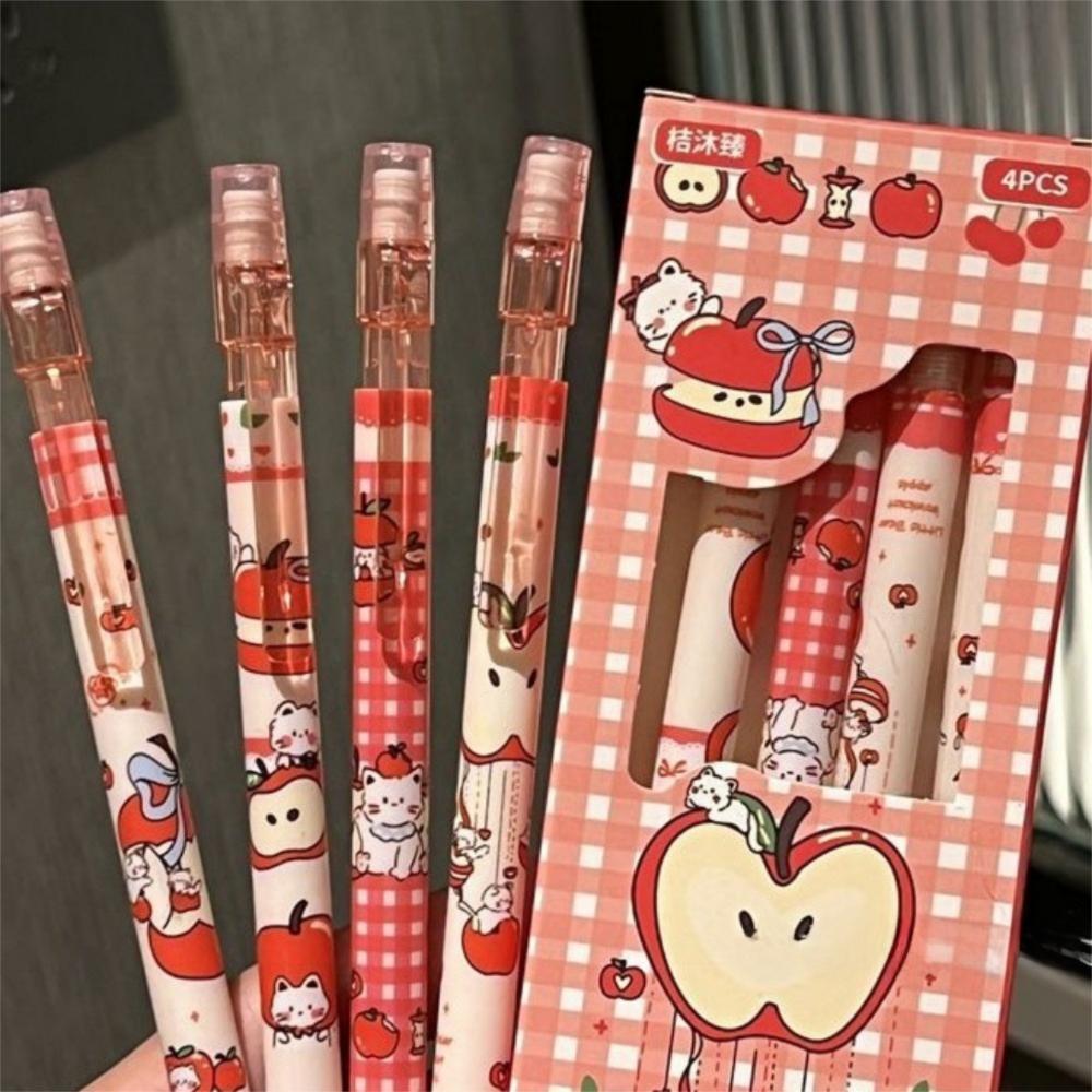 4 шт. Мультяшные Красные Механические Карандаши Кошка с Ластиком Автоматические Карандаши Грифель 0,5 мм Плавное Письмо Стираемые Карандаши Подарки