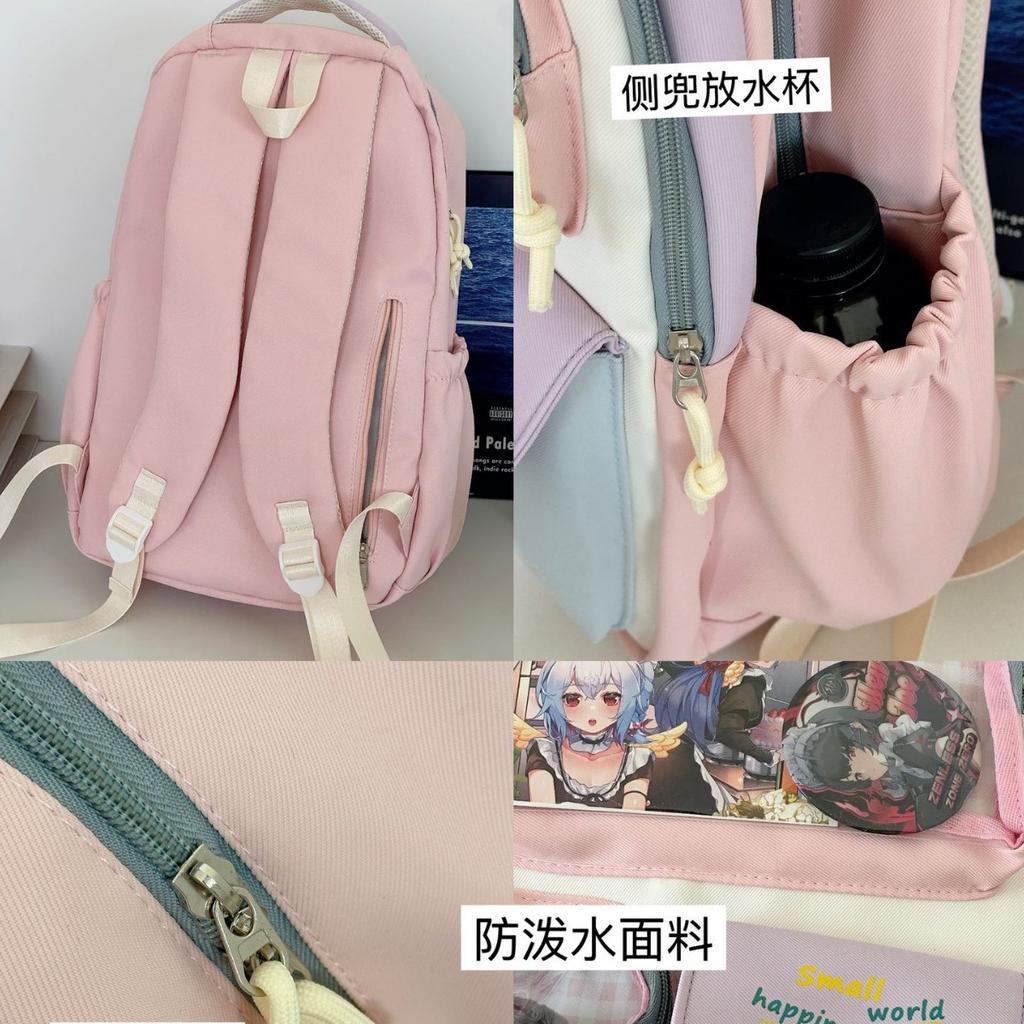 School Bag High Value Ins Junior High School Backpack Cute Contrasting Color Splicing Large Capacity