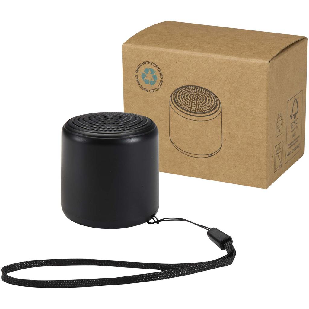 Deep Black "Velkis" 3 W Recycled Plastic Wireless Bluetooth Speaker