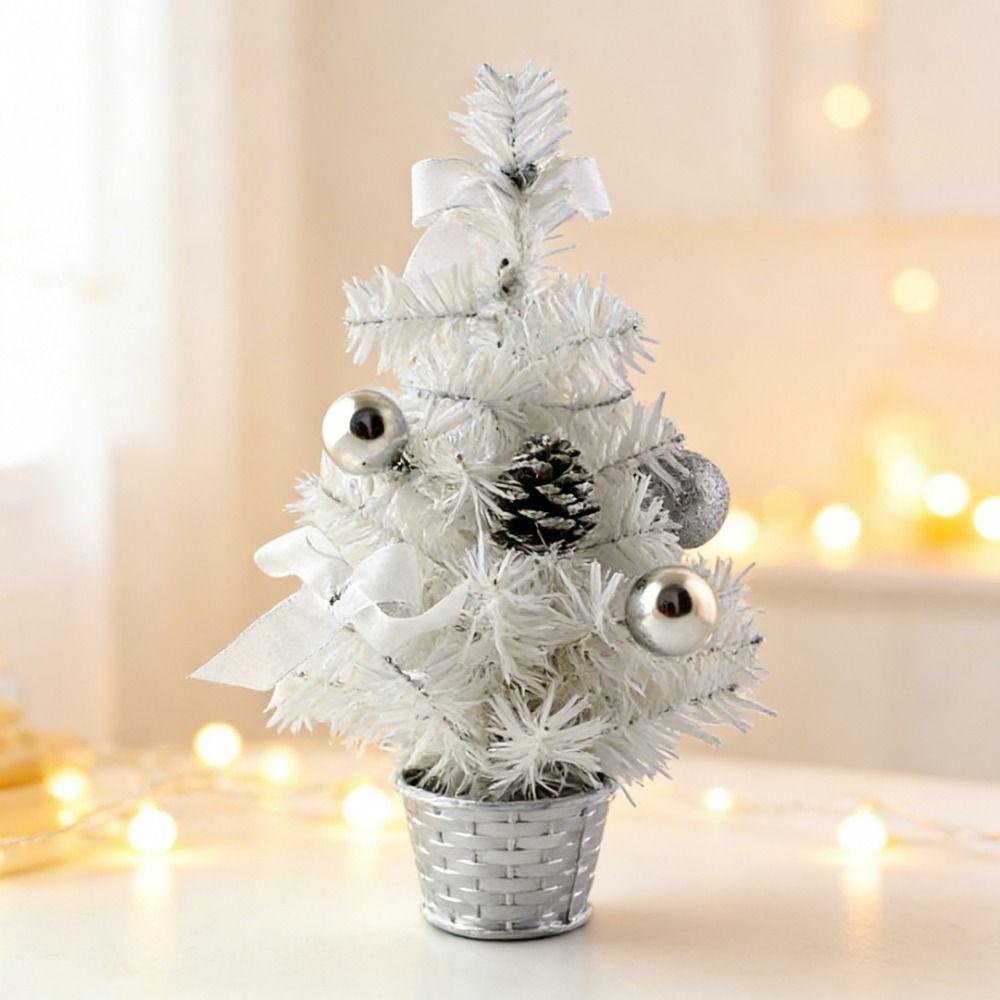 with Balls Bows Christmas Tree 15cm Children DIY Handicraft Home Bedroom Party Decorations