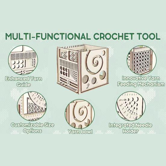 Multifunctional Yarn Bowl All in One Wooden Yarn Storage Box Knitting Needle Holder Yarn Dispenser for Crochet Knitting Lovers