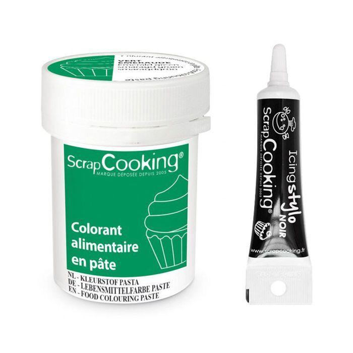 Colorant alimentaire en pâte 20 g Vert émeraude + Stylo de glaçage noir