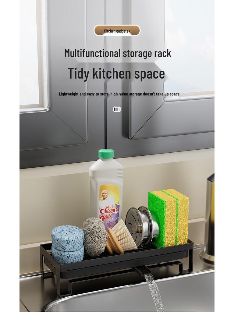 Stainless Steel Multifunctional Sink Sponge & Dishcloth Holder Rack